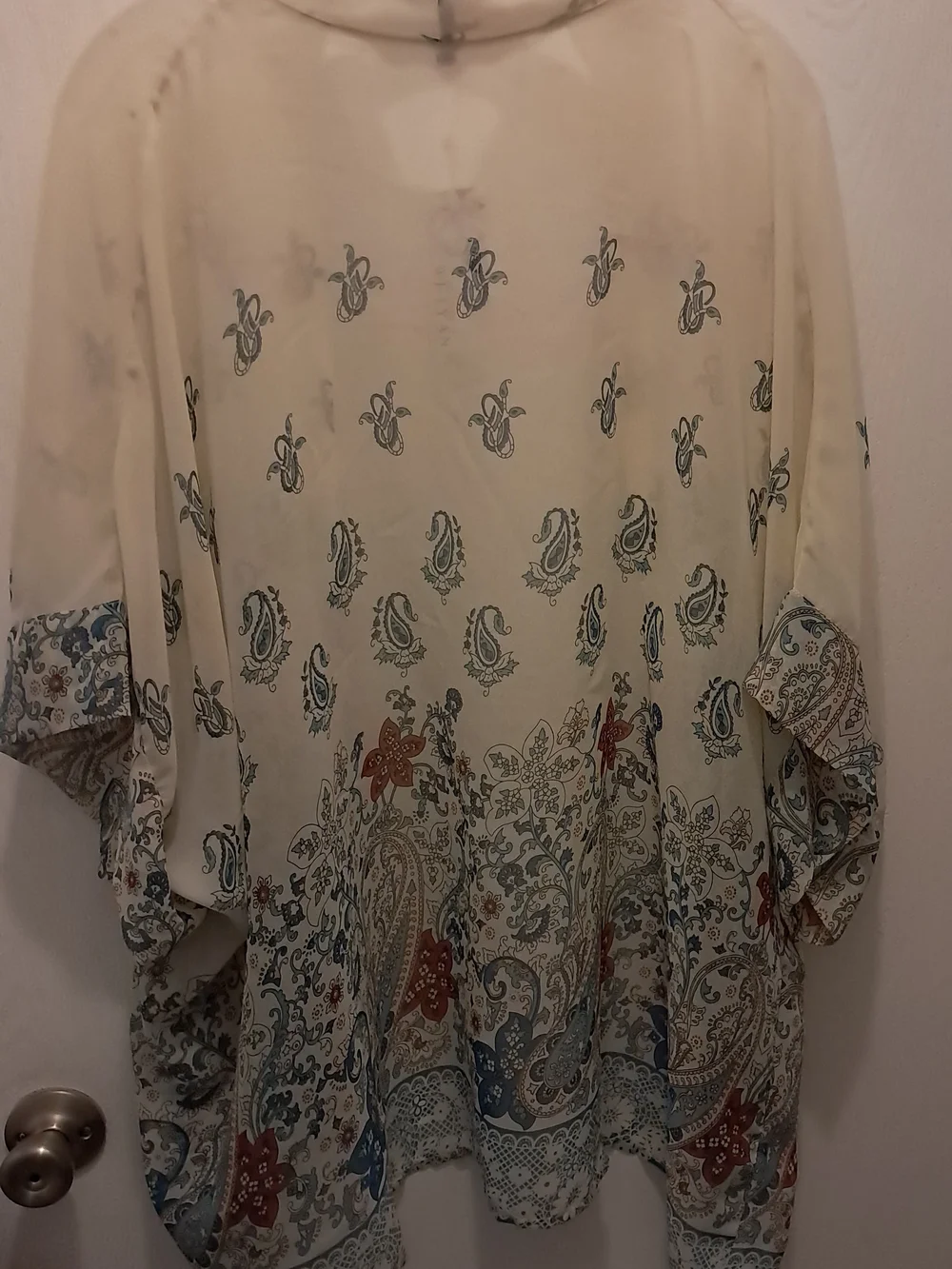 Cream Paisley & Floral Sheer Wrap